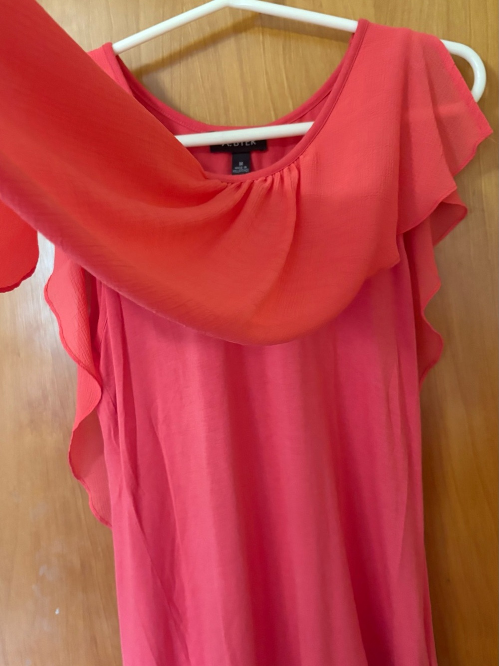 A. Byer Coral Pink Ruffle Sleeve Women's Top - Picture 4 of 5